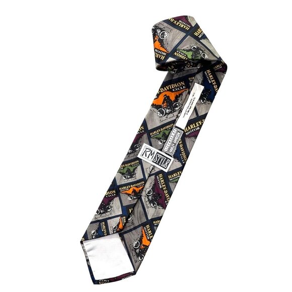 VTG 90s HARLEY DAVIDSON 1910 Print Necktie RM Style Ralph Marlin USA SILK Retro - Picture 6 of 6